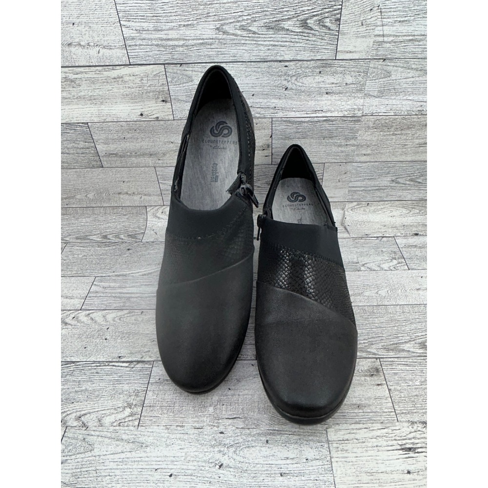 Clarks Cloudsteppers Caddell Denali Black Wedge Shoes Women Size 9 M 26129369